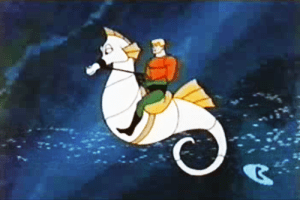 Aquaman riding a seahorse.  That's not even ironically cool.