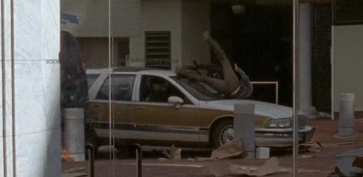 Typical cops, never turn your siren on no matter how recklessly you're driving.  I bet you guys'd get time off with pay for the incident  if this wasn't the zombie apocalypse.